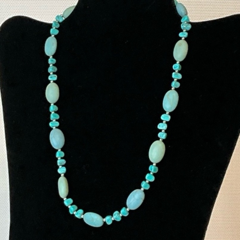 Chaps Necklace Turquoise and Aqua Beaded
